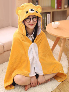 Bear Kigurumi Costume douillettes animaux Orange flanelle Poncho Cape adulte Onesie pyjamas