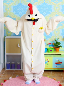 Pyjama Kigurumi poulet blanc Onesie flanelle Jumpsuit animaux vêtements de nuit pour les adultes