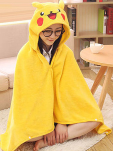 Body adulte pyjama Kigurumi Pikachu Costume jaune douillettes flanelle Poncho Cap couverture