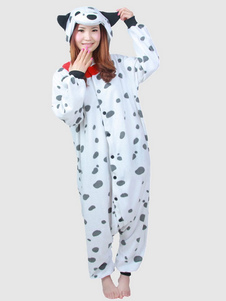 Pyjama Kigurumi chien Dalmatien Onesie blanc flanelle vêtements de nuit pour les adultes