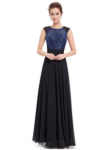 Robe A ligne contraste couleur Patchwork mousseline de soie robe de soirée Sequin dentelle sans manc