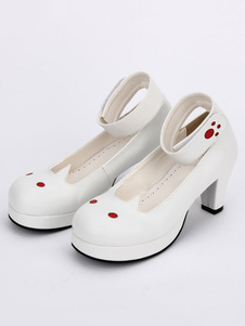 Lolita blanc chaussures Round Toe Bunny modèle cône supérieur faible talon Lolita