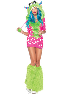 Dinosaure Sexy Halloween Costume vert Mini robe avec chapeau et couvre-bottes