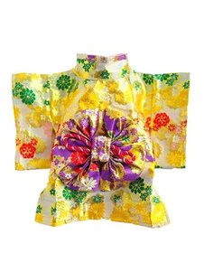 Chien Halloween Costume Kimono jaune Floral déguisement