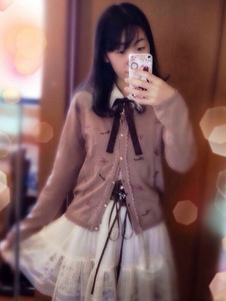 Sweet Lolita Coat Bow manches longues Beige bouton Lolita pull Cardigan