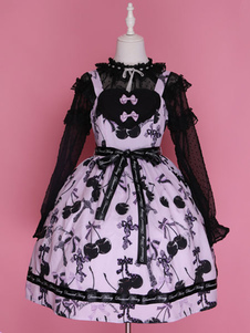 Sweet Lolita Robe JSK rose Lolita Robe coton imprimé Bow Lolita Jumper Skirt