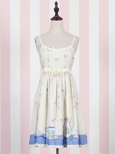 Sweet Lolita Robe JSK jaune Lolita Robe coton imprimé plissé Lolita Jumper Skirt