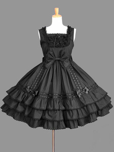 Sweet Lolita Robe JSK coton noir Bow Lolita Jumper Skirt