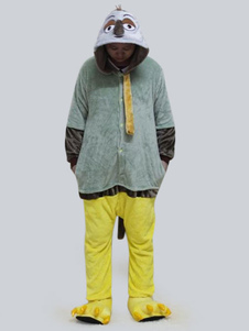 Kigurumi pyjamas Sloth Onesie vert flanelle manches longues vêtements de nuit pour les adultes