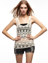 Attracitve d'Ivoire 95 % coton 5 % Polyester autour du cou sans manches Ladies Crochet haut