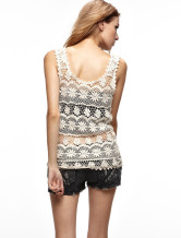 Attracitve d'Ivoire 95 % coton 5 % Polyester autour du cou sans manches Ladies Crochet haut