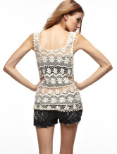 Attracitve d'Ivoire 95 % coton 5 % Polyester autour du cou sans manches Ladies Crochet haut