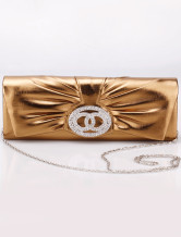 27*9.7cm Noble Golden PU Special Occasion Handbags For Women 