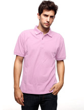 Pink 60% Cotton 40% Terylene Short Sleeves Mens Polo Shirt 