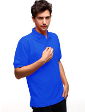 Bleu foncé 60 % coton 40 % Terylene court manches Mens Polo Shirt 