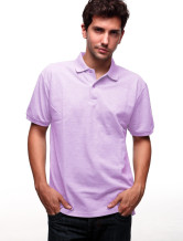 Light Purple 60% Cotton 40% Terylene Short Sleeves Mens Polo Shirt