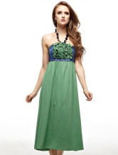 Robe d'été des Verts Halter Jean Tissu Femmes