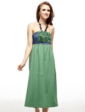Robe d'été des Verts Halter Jean Tissu Femmes