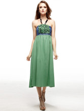 Robe d'été des Verts Halter Jean Tissu Femmes