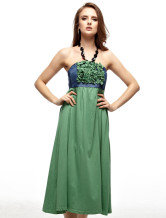 Robe d'été des Verts Halter Jean Tissu Femmes