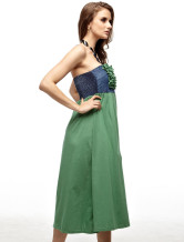 Robe d'été des Verts Halter Jean Tissu Femmes