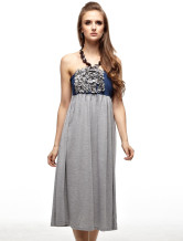 Robe d'été gris Halter Tissu Jean femme