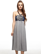 Robe d'été gris Halter Tissu Jean femme