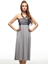 Robe d'été gris Halter Tissu Jean femme