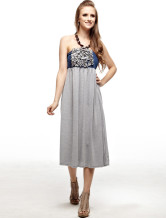 Robe d'été gris Halter Tissu Jean femme