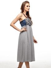 Robe d'été gris Halter Tissu Jean femme