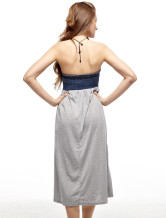 Robe d'été gris Halter Tissu Jean femme