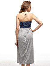 Robe d'été gris Halter Tissu Jean femme