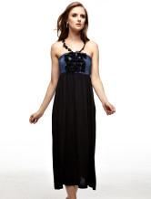 Robe Black Summer Halter Jean Tissu Femmes