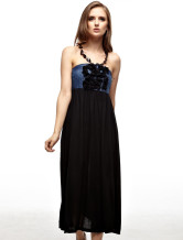 Robe Black Summer Halter Jean Tissu Femmes