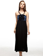 Robe Black Summer Halter Jean Tissu Femmes