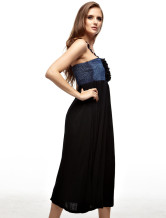 Robe Black Summer Halter Jean Tissu Femmes