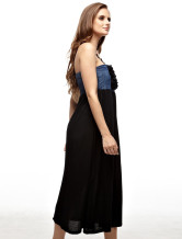Robe Black Summer Halter Jean Tissu Femmes