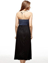 Robe Black Summer Halter Jean Tissu Femmes