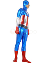 Captain America Shiny Metallic Zentai Suit