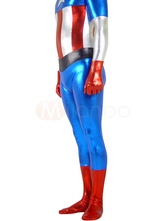Captain America Shiny Metallic Zentai Suit