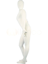 White Cotton Lycra Unisex Zentai Suit