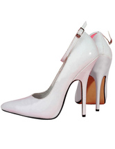 Chaussures brides chevilles en verni blanc aux talons hauts