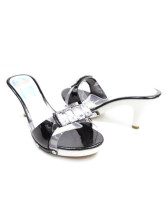Black PU Stone Ornaments Mules