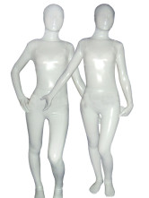 White Cream Shiny Metallic Unisex Zentai Suit