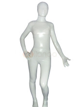 White Cream Shiny Metallic Unisex Zentai Suit