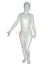 White Cream Shiny Metallic Unisex Zentai Suit