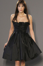 Princess Black Strapless Taffeta Prom Dress