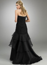 Black Satin And Organza Mermaid Prom Dress