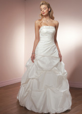 White Ball Gown Strapless Taffeta Wedding Dress