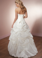 White Ball Gown Strapless Taffeta Wedding Dress